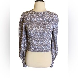 Intermix NWT Bay Smocked Paisley Ruched Bodice Top, size Small